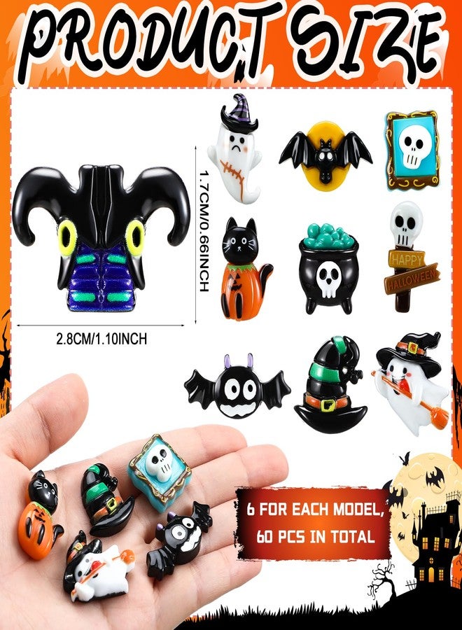 Liliful 60 Pcs Mini Halloween Miniatures Garden Figurines Resin Pumpkin Ghost Ornaments Mini Halloween Figures for DIY Garden Accessories Adornments Embellishment Decorations Party Supplies (Gothic) - Image 2